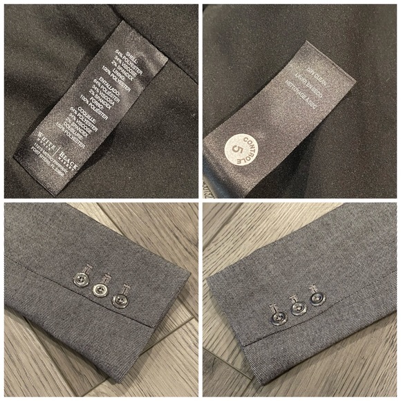 White House Black Market Blazer Size 0 Career Work Jacket Gray Ruffle Trim - Picture 8 of 15